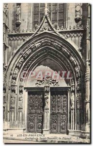 Old Postcard Aix en Provence Cathedrale Saint Sauveur Portal