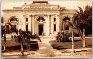 San Diego CA-California, Public Library Stone Façade Real Photo RPPC Postcard