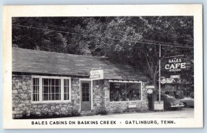 c1940 Gatlinburg Tennessee TN Postcard Bales Cabins Baskins Creek Cafe Steaks