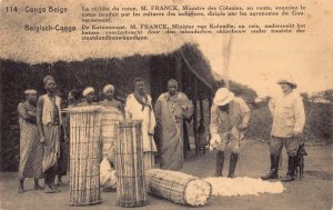 Belgian Congo Cotton Harvest Mr Franck Minister of Colonies Native postcard B980
