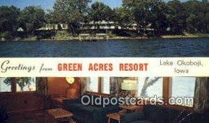 Green Acres Resort, Lake Okoboji, IA, USA Motel Hotel Unused two big creases ...