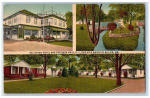 Bel Air Maryland Postcard Del Haven Hotel Cottages Multiview 1952 Vintage Antiqu