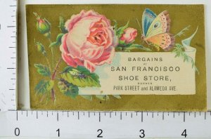 1870's-80's San Francisco Shoe Store Butterfly Insect Pink Rose P42