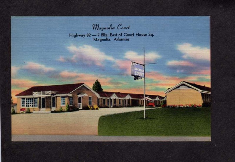 AR Magnolia Court Motel Arkansas Linen Postcard G J Shinn Owner