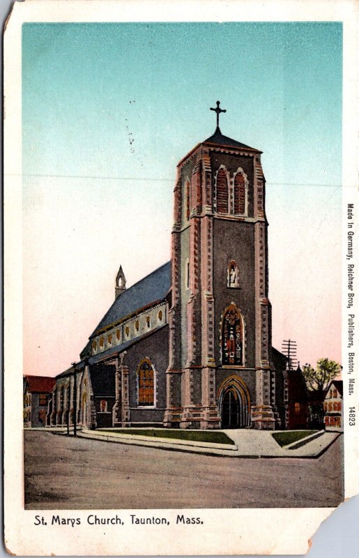 St. Marys Church, taunton, M.A.  vtg postcard