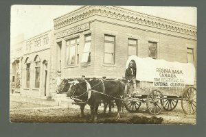 Belleville ILLINOIS RPPC 1914 CROSS COUNTRY TRAVELER Covered Wagon VELVA ND SK