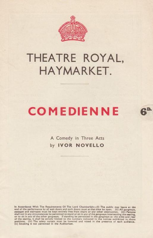 Comedienne Lilian Braithwaite Comedy Haymarket Theatre Programme