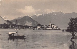 A809 Switzerland 1919 Lago Maggiore Isola Superiore Boat vintage postcard