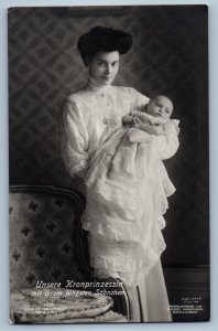 Germany Postcard Our Crown Princess with her youngest c1920's RPPC Photo