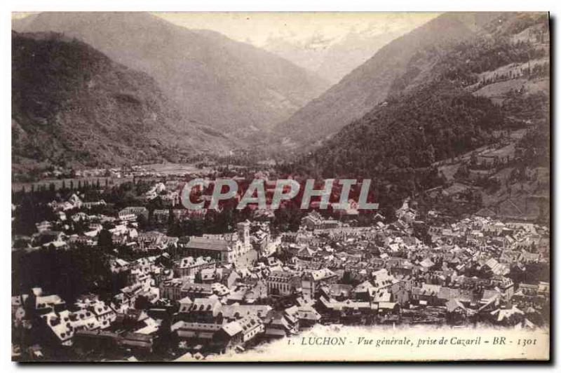 Old Postcard Luchon General view taken of Cazaril