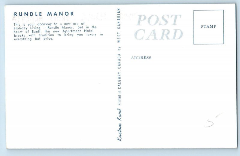 Banff Alberta Canada Postcard Rundle Manor c1950's Vintage Unposted