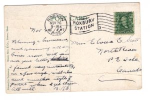 Simmons College, Fenway, Boston Massachusetts, Used 1907 Flag Cancel