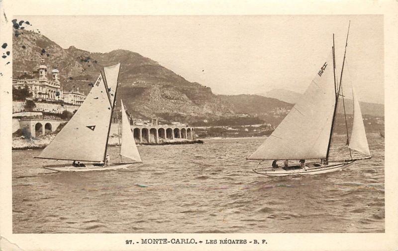 Free Officers Military Mail On Monte Carlo Monaco, Les Regates Postcard