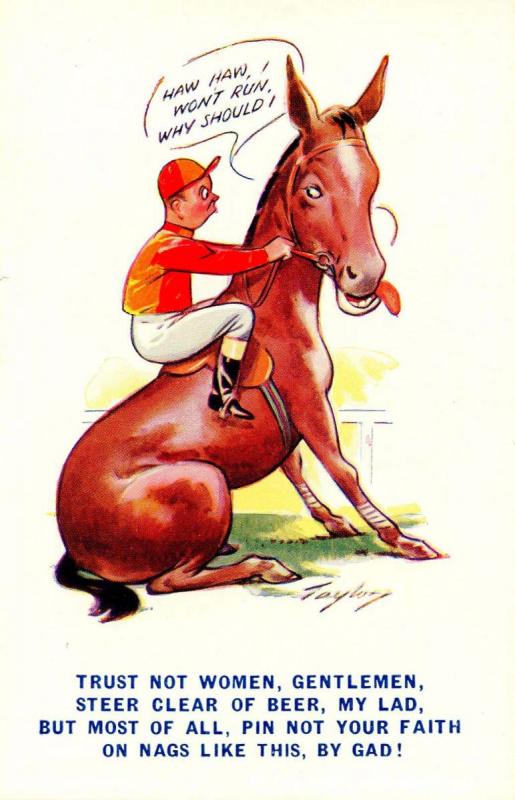 Comic - Horse and Jockey  *Artist Signed: Taylor