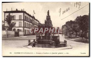 Old Postcard Clermont Ferrand Amboise Fountain and General District