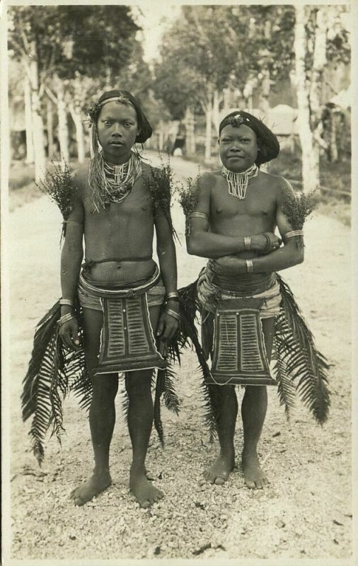 indonesia, MENTAWAI MENTAWEI, Native Males, Necklace Jewelry Tattoo (1920s) RPPC