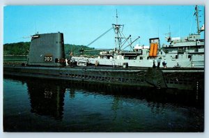 Groton New London CT Postcard USS Sablefish SS 303 Naval Submarine Base Vintage