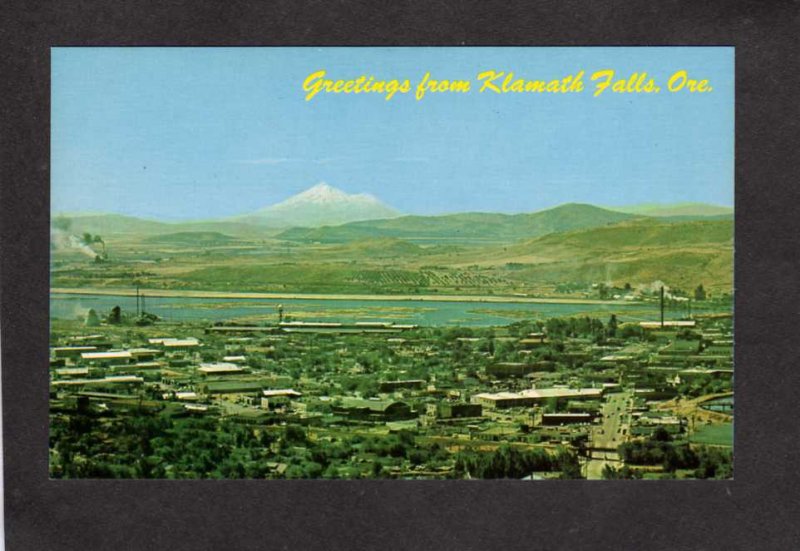 OR Greetings From Klamath Falls Oregon City View Crater Lake Mt Shasta