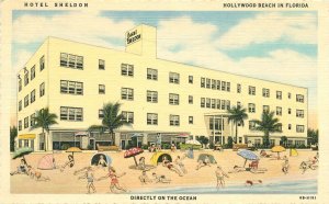 1950s Florida Hollywood Beach Hotel Sheldon Teich roadside Postcard 22-11319