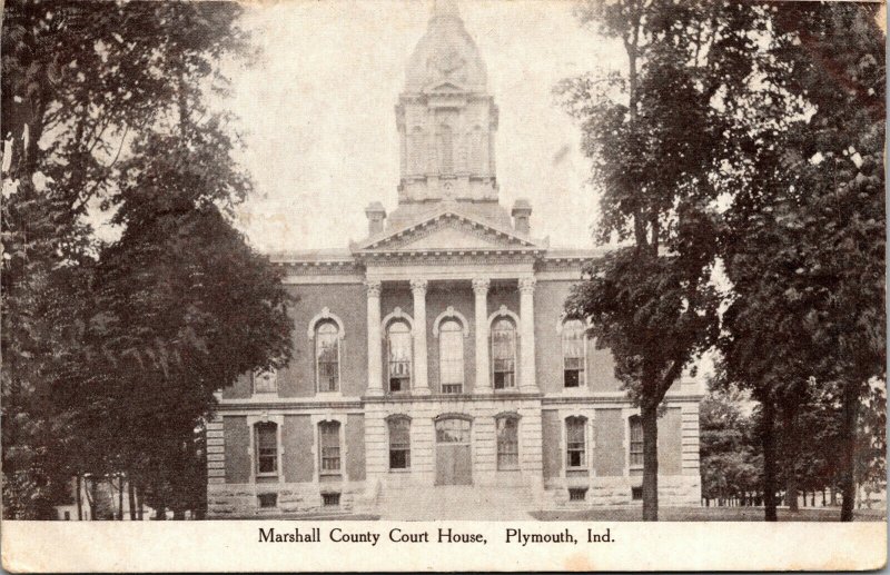 Vtg 1909 Marshall County Court House Plymouth Indiana IN Postcard
