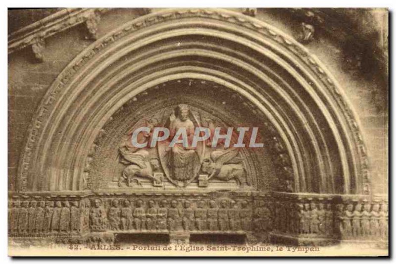 Old Postcard Arles The Portal & # 39Eglise Saint Trophime The Eardrum