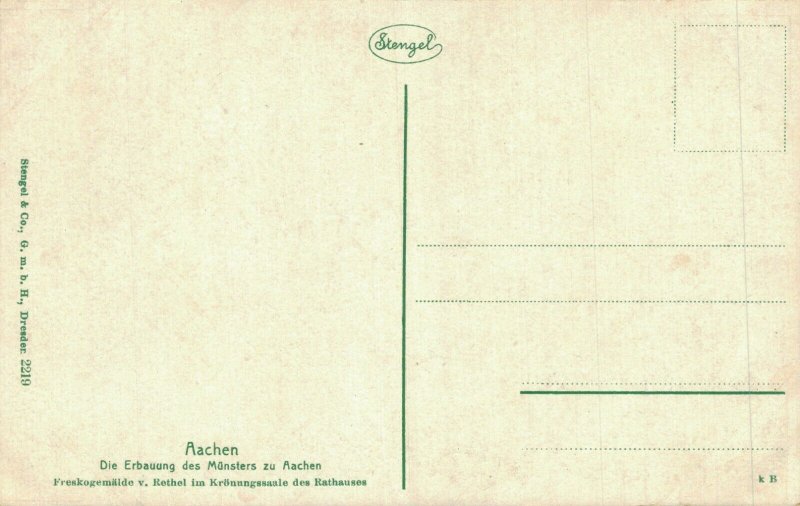 Germany Aachen Die Erbauung Des Münsters Zu Aachen Vintage Postcard 07.43