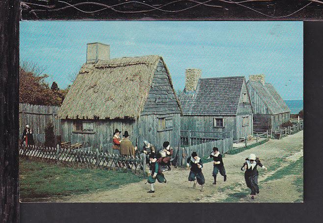 Replica Pilgrim Village,Plymouth,MA Postcard BIN 