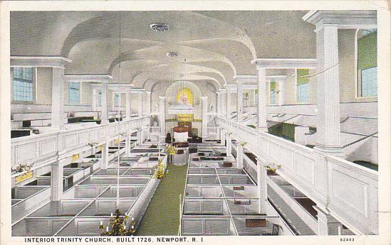 Rhode Island Newport Interior Trinity Church 1926