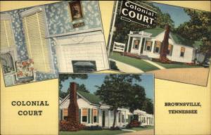 Brownsville TN Colonial Court Linen Motel Postcard