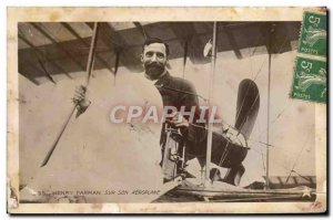 Old Postcard Henry Farman Aviation on his airplane