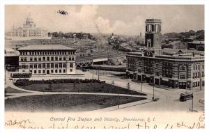 Rhode Island Providence , Aerial View of  Central Fire Station and Vicinity