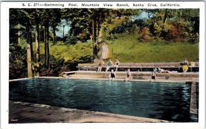 SANTA CRUZ, CA California    MOUNTAIN VIEW RANCH Swimming POOL  c1920s  Postcard