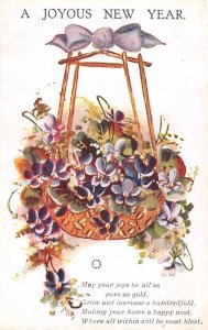 A Joyous New Year Poem Floral Bouquet Unused 