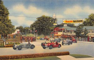 Watkins Glens New York Grand Prix Road Races Race Cars Linen Postcard AA67693