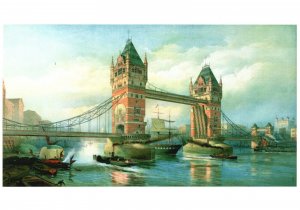 Postcard The Tower Bridge London Lithograph Private Collection Bridgeman Images