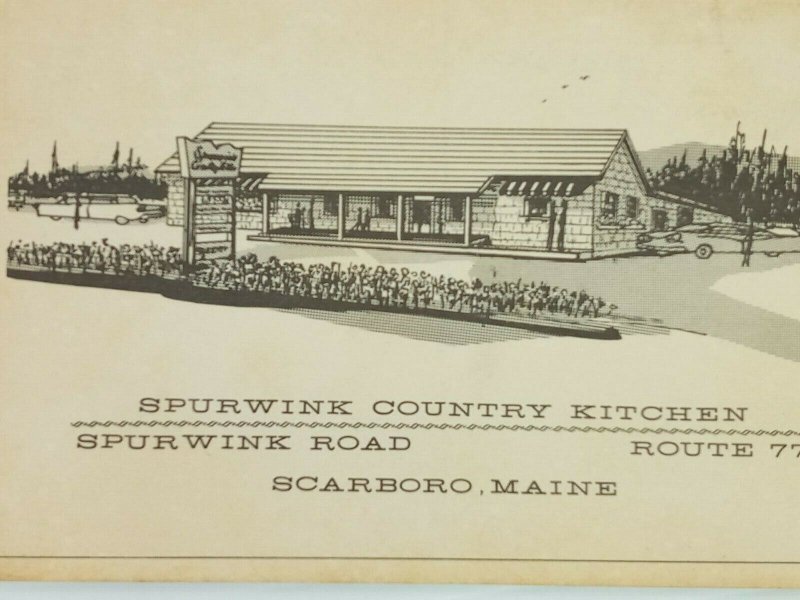 Vintage Postcard Spurwink Country Kitchen Route 77 Scarboro Maine Restaurant