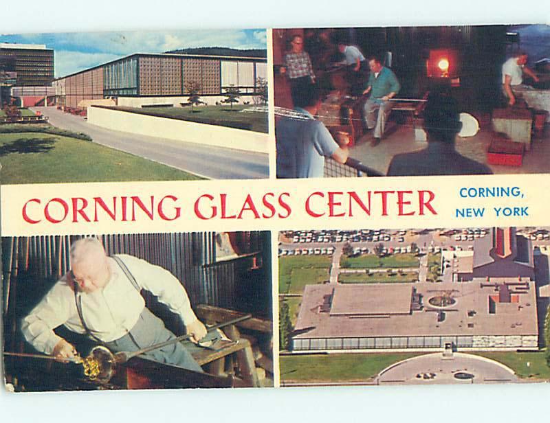 Pre-1980 FOUR VIEWS ON ONE POSTCARD Corning New York NY hr1072