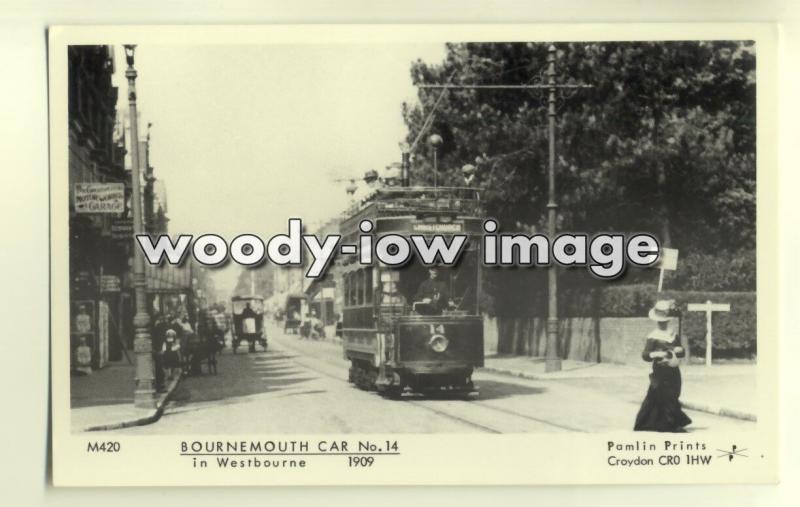 pp1757 - Bournemouth Tram no 14 in Westbourne 1909 - Pamlin postcard