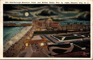 Vtg Atlantic City NJ Marlborough Blenheim Hotel Million Dollar Pier Postcard