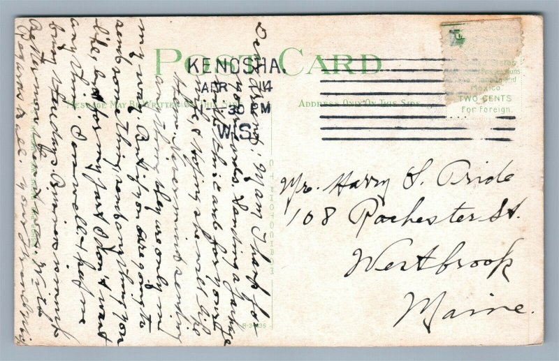 KENOSHA WI MAIN & PARK AVENUE ANTIQUE POSTCARD