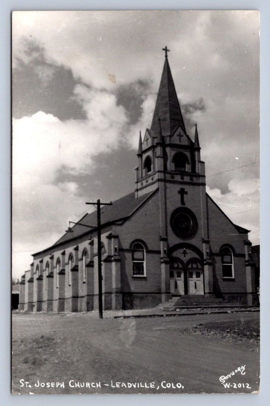 J95/ Leadville Colorado RPPC Postcard c1940s St Joseph Church  430