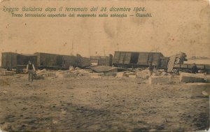 Regio Calabria after earthquake railway train removed by tsunami Giunchi beach