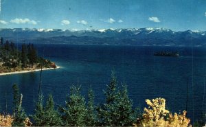 USA Flathead Lake and Mission Range Montana Chrome Postcard 08.56