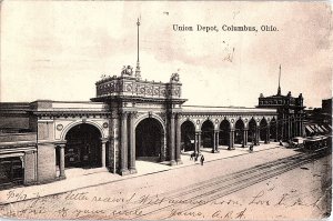 Postcard TRAIN STATION SCENE Columbus Ohio OH AI5189