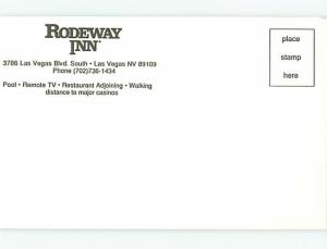 Unused 1980's OLD CARS & RODEWAY INN MOTEL Las Vegas Nevada NV u1736-23