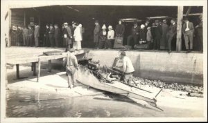 Plane Airplane Crash Wreckage Water Unidentified c1910 Real Photo Postcard