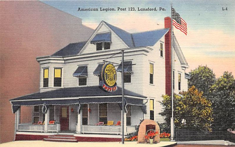 American Legion Post 123 Lansford, Pennsylvania USA Unused 