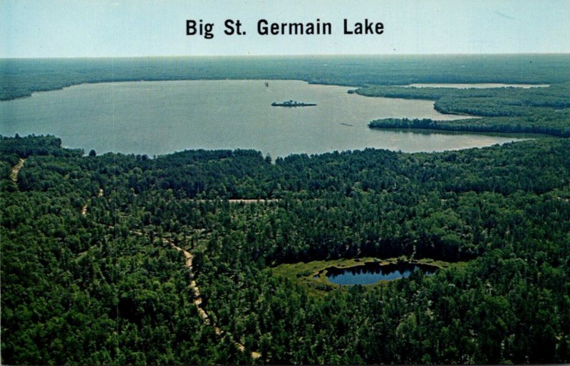 Wisconsin Aerial View Of Big St Germain Lake Showing Fawn and Lake Content To...