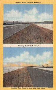 West Towards Wendover Utah Bonneville Salt Flats c1940s Vintage Postcard