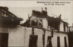 WWI Bombardment Bombing of Pari 1918 Real Photo Postcard #7